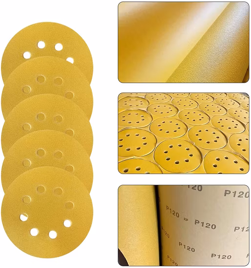 4 Inch Yellow Sanding Disc 8holes 5" Aluminum Oxide Sandpaper Abrasive Disc